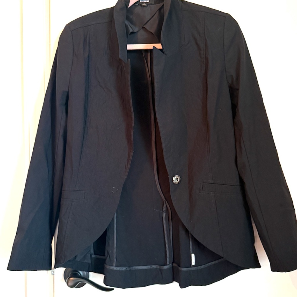 Express Black Fitted Equestrian Style Blazer. Small.